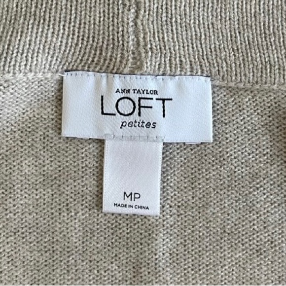 Ann Taylor LOFT Tan Brown Rabbit Hair Open Box Pleated CARDIGAN Sweater sz: MP - Picture 4 of 6